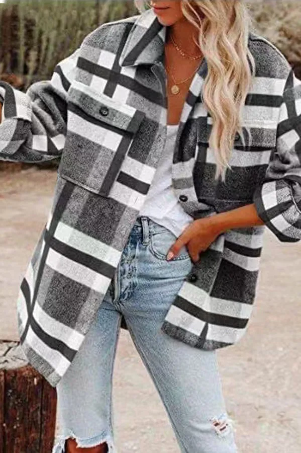 Yaella Jack | Women's Checked Pockets Coat