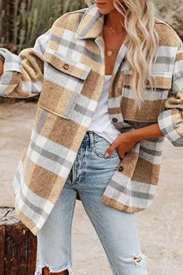 Yaella Jack | Women's Checked Pockets Coat