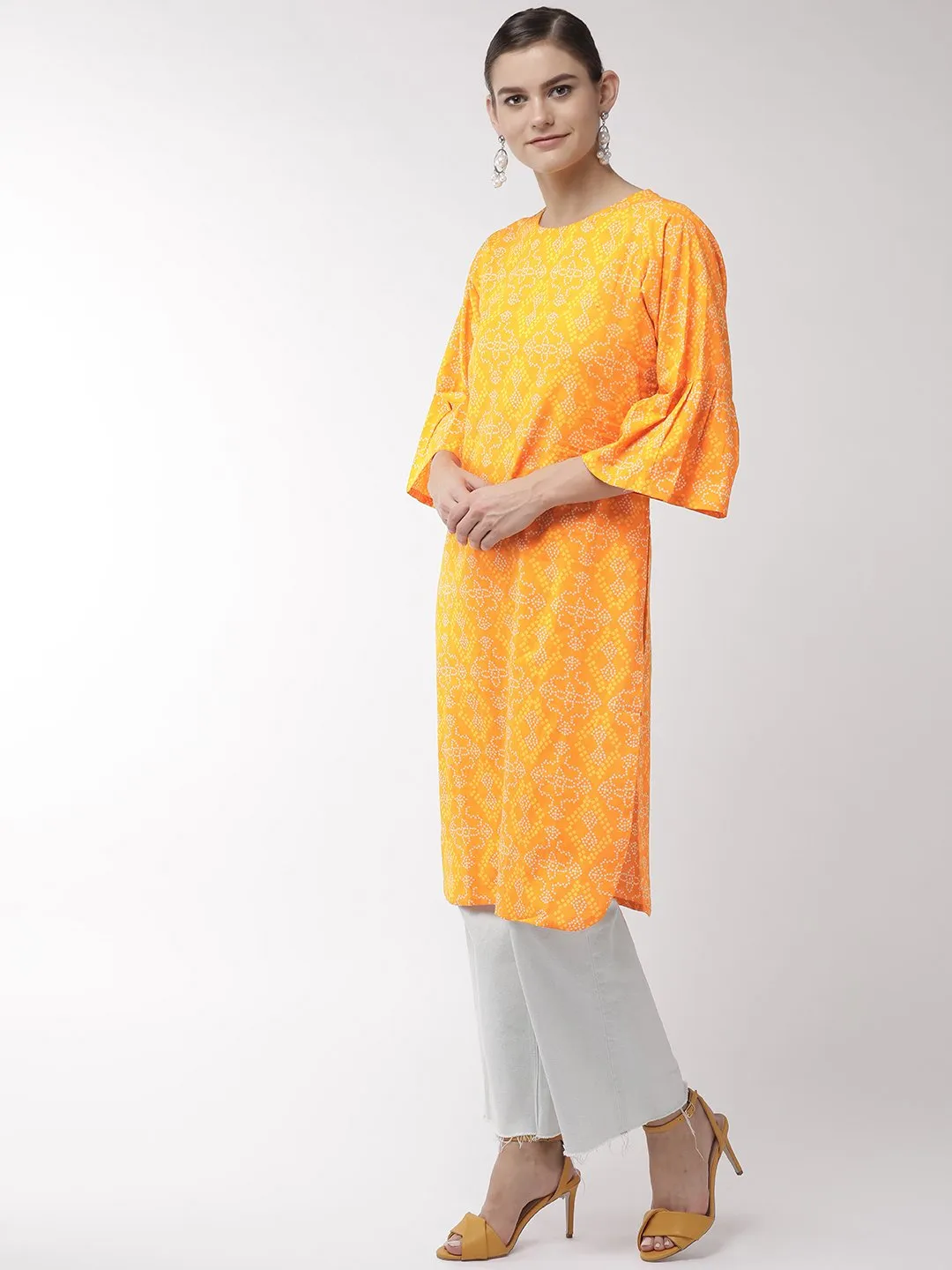 Yellow Bandhini Print Tunic