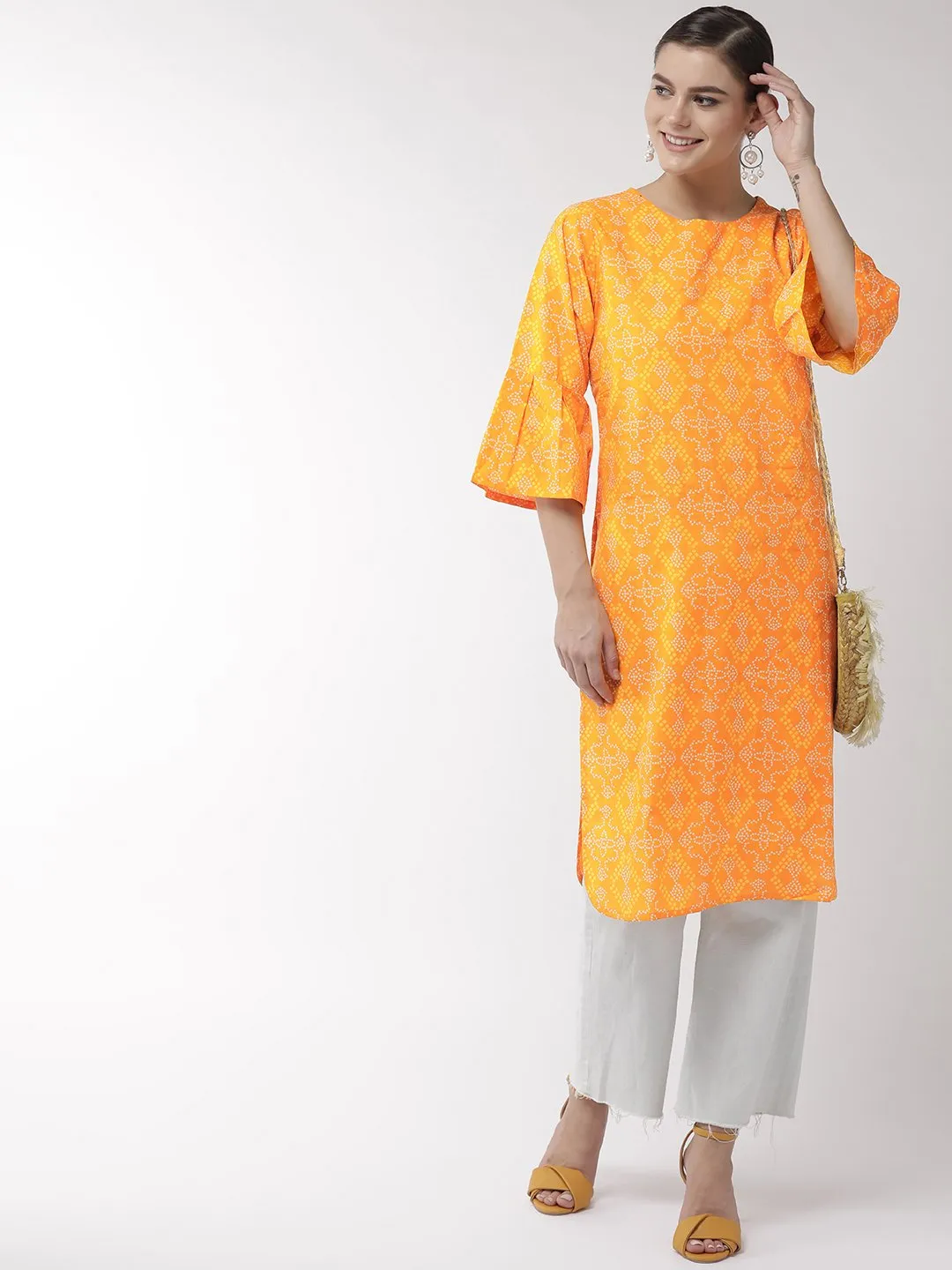 Yellow Bandhini Print Tunic