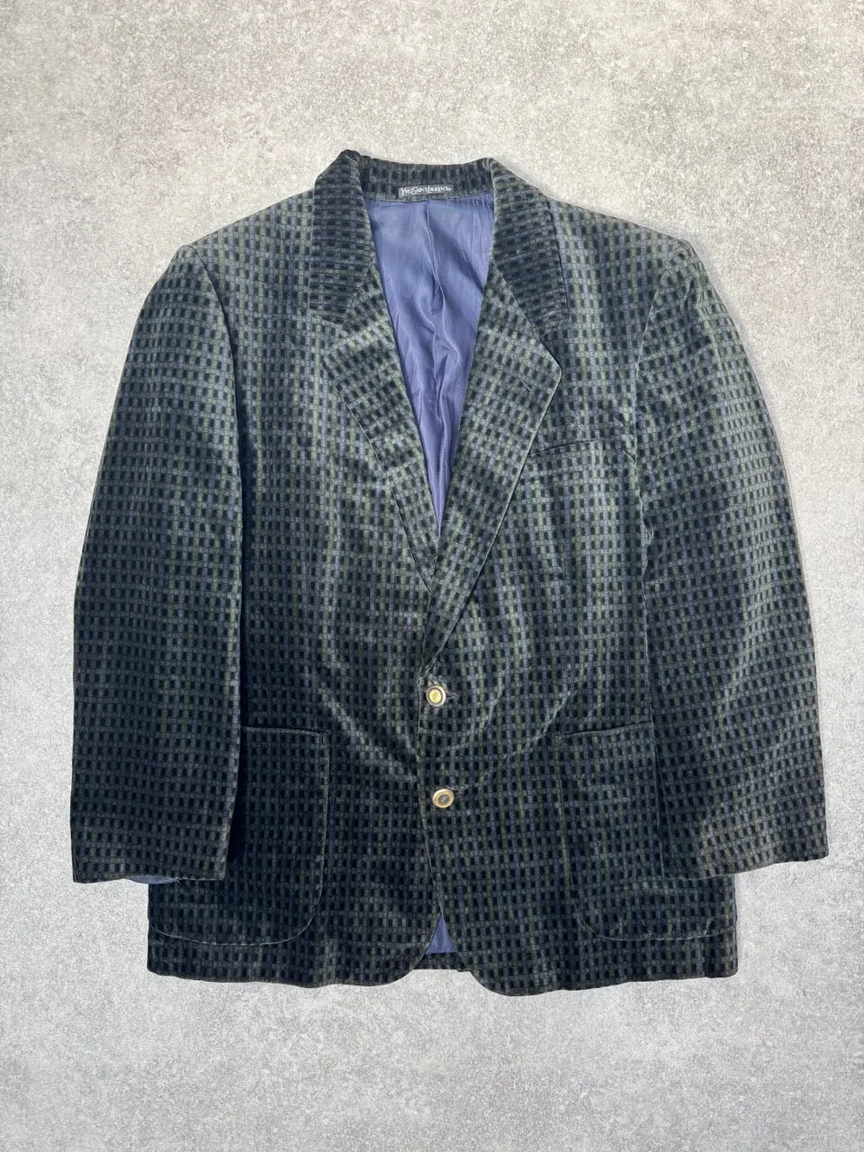 Yves Saint Laurent Vintage Velvet Multi Checked Blazer