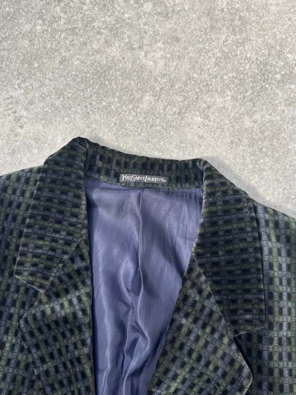 Yves Saint Laurent Vintage Velvet Multi Checked Blazer