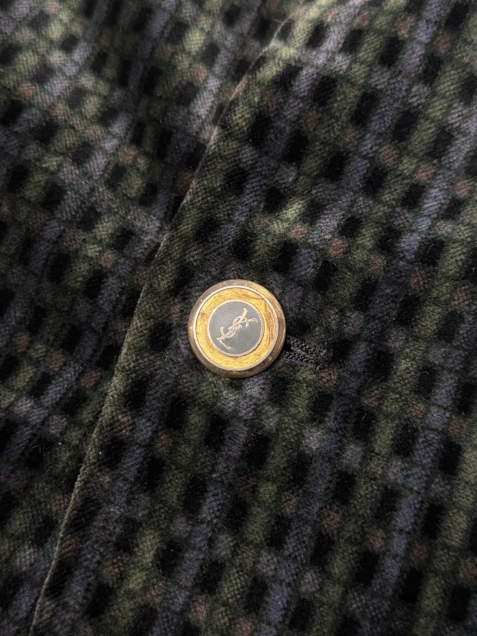 Yves Saint Laurent Vintage Velvet Multi Checked Blazer