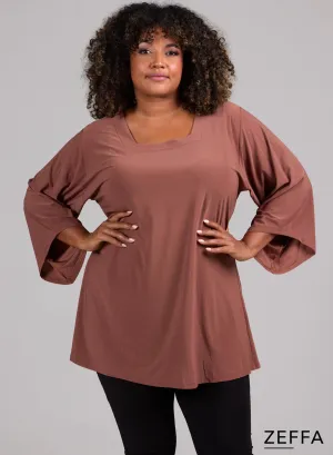 Zeffa Wide Sleeve Tunic Camel