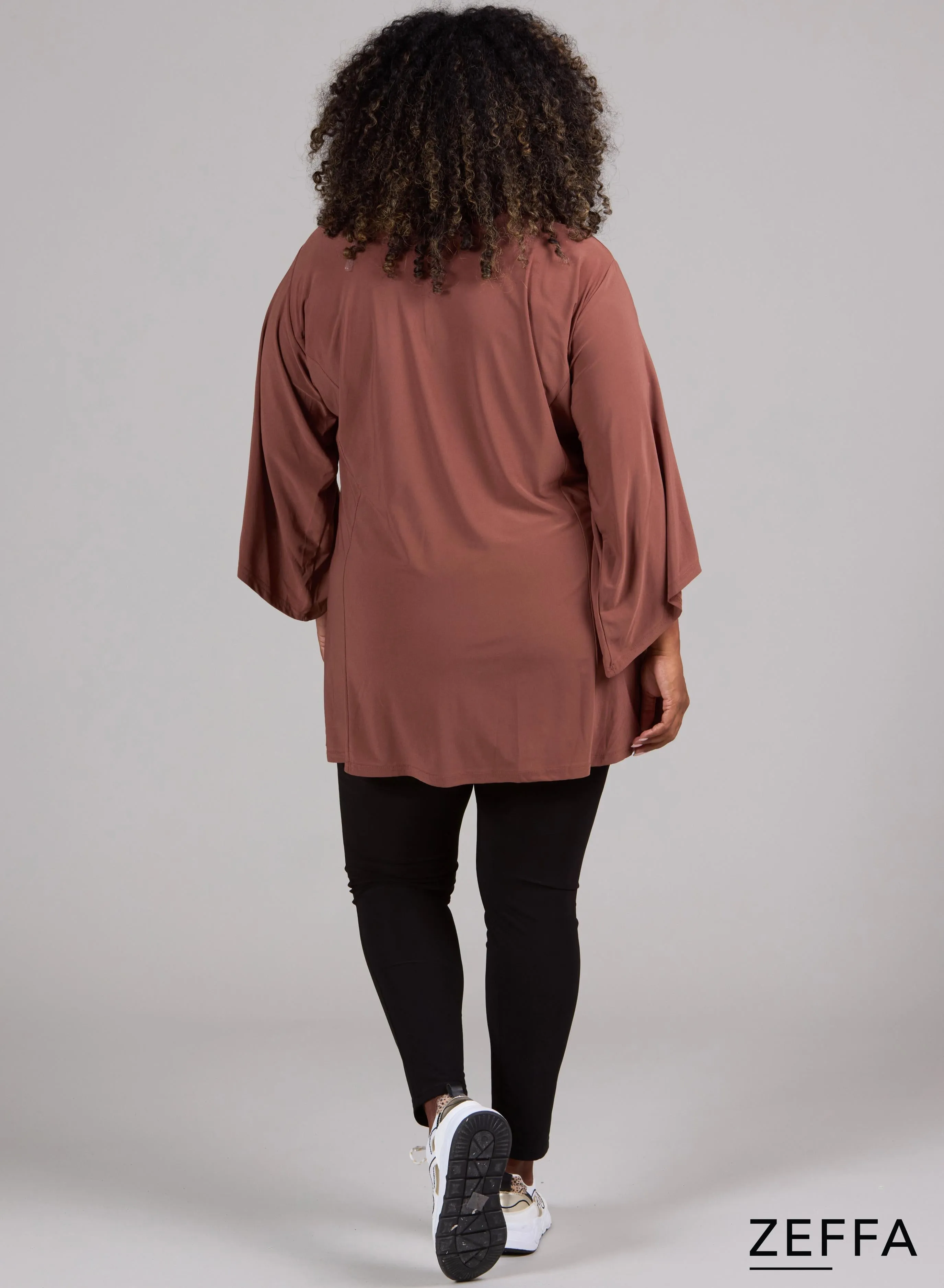 Zeffa Wide Sleeve Tunic Camel